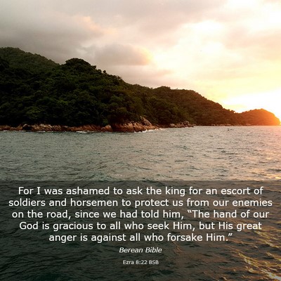 Picture 03 - Ezra 8:22 BSB - For I was ashamed to ask the king for an escort - Bible Verse Picture