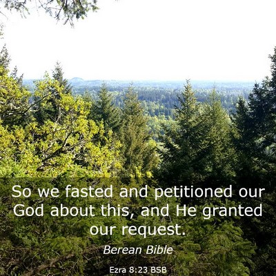 Picture 03 - Ezra 8:23 BSB - So we fasted and petitioned our God about this, - Bible Verse Picture