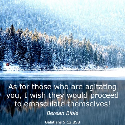 Picture 03 - Galatians 5:12 BSB - As for those who are agitating you, I wish they - Bible Verse Picture