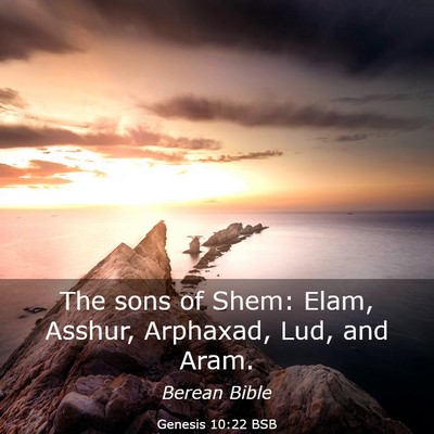 Picture 03 - Genesis 10:22 BSB - The sons of Shem: Elam, Asshur, Arphaxad, Lud, - Bible Verse Picture