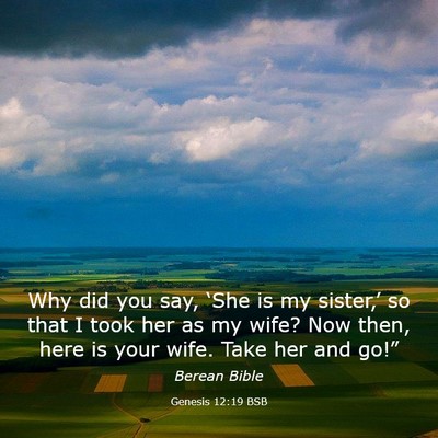 Picture 03 - Genesis 12:19 BSB - Why did you say, ‘She is my sister,’ so that - Bible Verse Picture