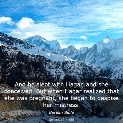 Picture 03 - Genesis 16:4 BSB - And he slept with Hagar, and she conceived. But - Bible Verse Picture