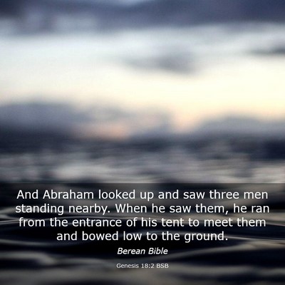 Picture 03 - Genesis 18:2 BSB - And Abraham looked up and saw three men standing - Bible Verse Picture