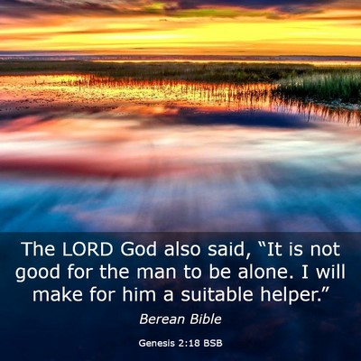 Picture 03 - Genesis 2:18 BSB - The LORD God also said, “It is not good for the - Bible Verse Picture