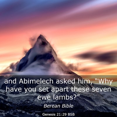 Picture 03 - Genesis 21:29 BSB - and Abimelech asked him, “Why have you set - Bible Verse Picture