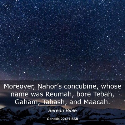 Picture 03 - Genesis 22:24 BSB - Moreover, Nahor’s concubine, whose name was - Bible Verse Picture