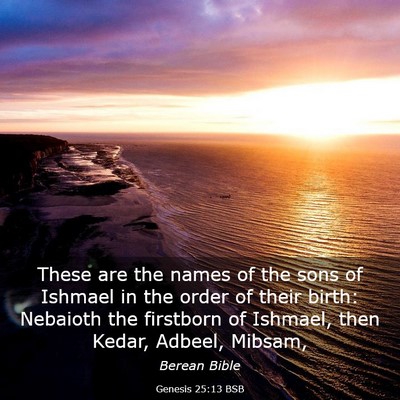 Picture 03 - Genesis 25:13 BSB - These are the names of the sons of Ishmael in the - Bible Verse Picture