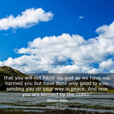 Picture 03 - Genesis 26:29 BSB - that you will not harm us, just as we have not - Bible Verse Picture