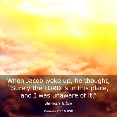 Picture 03 - Genesis 28:16 BSB - When Jacob woke up, he thought, “Surely the - Bible Verse Picture
