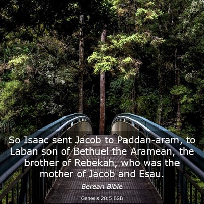 Picture 03 - Genesis 28:5 BSB - So Isaac sent Jacob to Paddan-aram, to Laban son - Bible Verse Picture