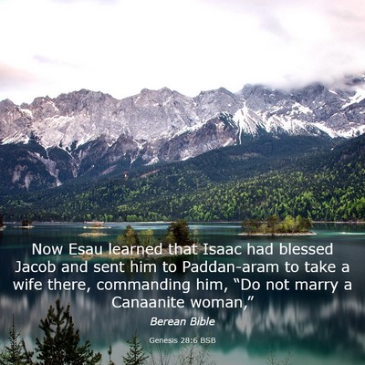 Picture 03 - Genesis 28:6 BSB - Now Esau learned that Isaac had blessed Jacob and - Bible Verse Picture