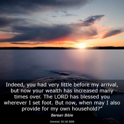Picture 03 - Genesis 30:30 BSB - Indeed, you had very little before my arrival, - Bible Verse Picture