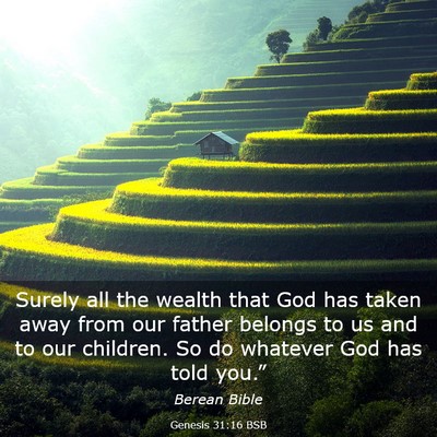 Picture 03 - Genesis 31:16 BSB - Surely all the wealth that God has taken away - Bible Verse Picture