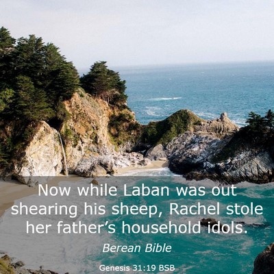 Picture 03 - Genesis 31:19 BSB - Now while Laban was out shearing his sheep, - Bible Verse Picture