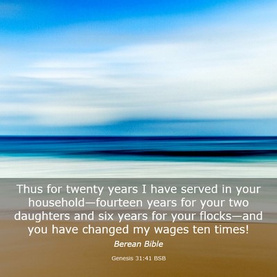 Picture 03 - Genesis 31:41 BSB - Thus for twenty years I have served in your - Bible Verse Picture