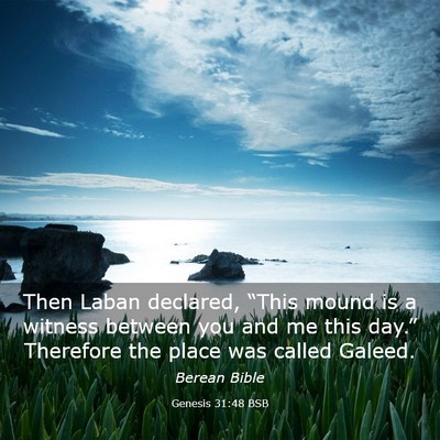 Picture 03 - Genesis 31:48 BSB - Then Laban declared, “This mound is a witness - Bible Verse Picture