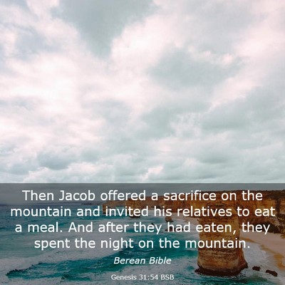 Picture 03 - Genesis 31:54 BSB - Then Jacob offered a sacrifice on the mountain - Bible Verse Picture