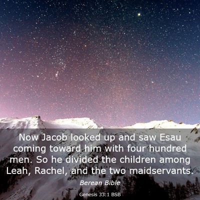 Picture 03 - Genesis 33:1 BSB - Now Jacob looked up and saw Esau coming toward - Bible Verse Picture