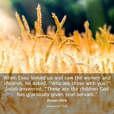 Picture 03 - Genesis 33:5 BSB - When Esau looked up and saw the women and - Bible Verse Picture