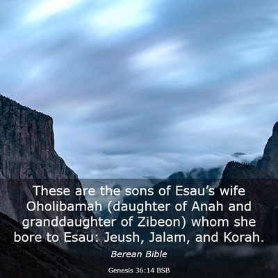 Picture 03 - Genesis 36:14 BSB - These are the sons of Esau’s wife Oholibamah - Bible Verse Picture