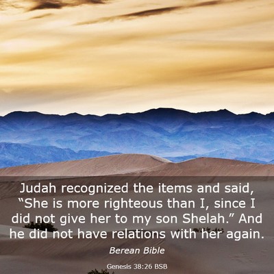 Picture 03 - Genesis 38:26 BSB - Judah recognized the items and said, “She is - Bible Verse Picture
