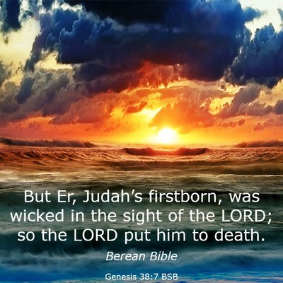 Picture 03 - Genesis 38:7 BSB - But Er, Judah’s firstborn, was wicked in the - Bible Verse Picture