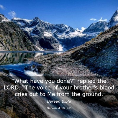 Picture 03 - Genesis 4:10 BSB - “What have you done?” replied the LORD. - Bible Verse Picture