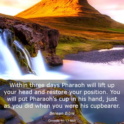 Picture 03 - Genesis 40:13 BSB - Within three days Pharaoh will lift up your head - Bible Verse Picture