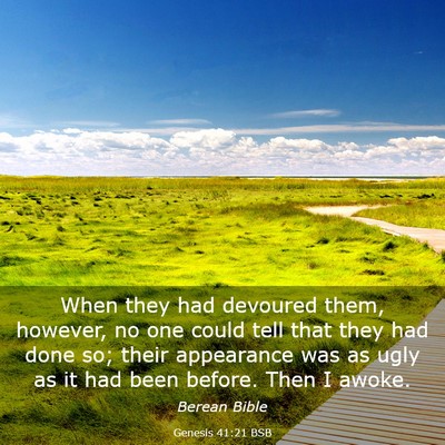 Picture 03 - Genesis 41:21 BSB - When they had devoured them, however, no one - Bible Verse Picture