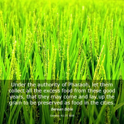 Picture 03 - Genesis 41:35 BSB - Under the authority of Pharaoh, let them collect - Bible Verse Picture