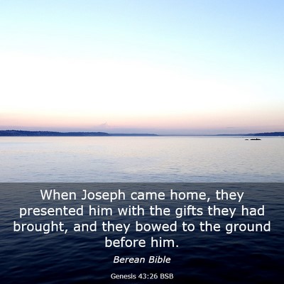 Picture 03 - Genesis 43:26 BSB - When Joseph came home, they presented him with - Bible Verse Picture