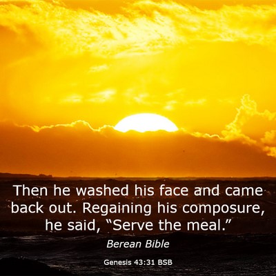 Picture 03 - Genesis 43:31 BSB - Then he washed his face and came back out. - Bible Verse Picture