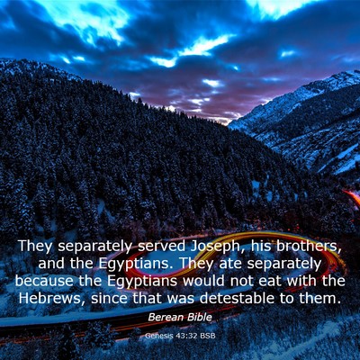 Picture 03 - Genesis 43:32 BSB - They separately served Joseph, his brothers, and - Bible Verse Picture