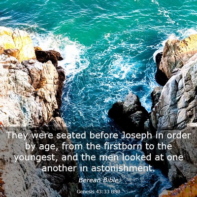 Picture 03 - Genesis 43:33 BSB - They were seated before Joseph in order by age, - Bible Verse Picture