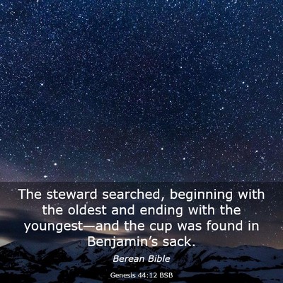 Picture 03 - Genesis 44:12 BSB - The steward searched, beginning with the oldest - Bible Verse Picture