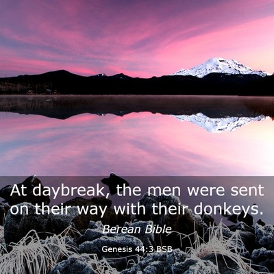 Picture 03 - Genesis 44:3 BSB - At daybreak, the men were sent on their way with - Bible Verse Picture