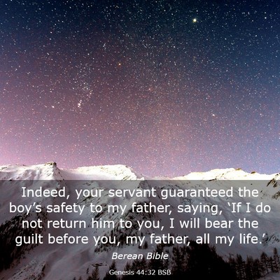 Picture 03 - Genesis 44:32 BSB - Indeed, your servant guaranteed the boy’s - Bible Verse Picture