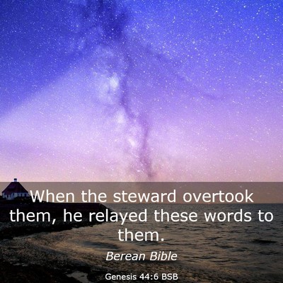 Picture 03 - Genesis 44:6 BSB - When the steward overtook them, he relayed these - Bible Verse Picture