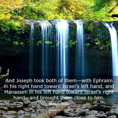 Picture 03 - Genesis 48:13 BSB - And Joseph took both of them—with Ephraim in - Bible Verse Picture