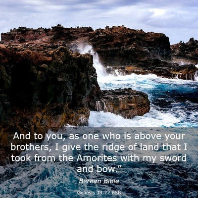 Picture 03 - Genesis 48:22 BSB - And to you, as one who is above your brothers, I - Bible Verse Picture
