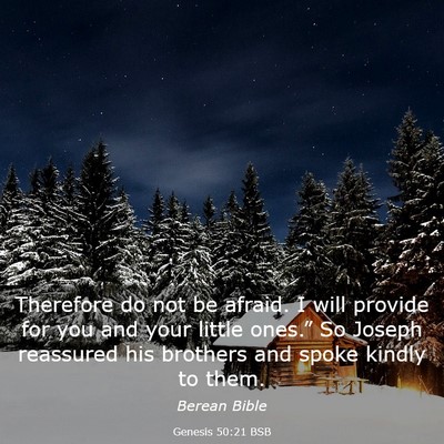 Picture 03 - Genesis 50:21 BSB - Therefore do not be afraid. I will provide for - Bible Verse Picture