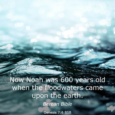 Picture 03 - Genesis 7:6 BSB - Now Noah was 600 years old when the floodwaters - Bible Verse Picture