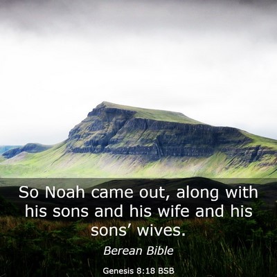 Picture 03 - Genesis 8:18 BSB - So Noah came out, along with his sons and his - Bible Verse Picture