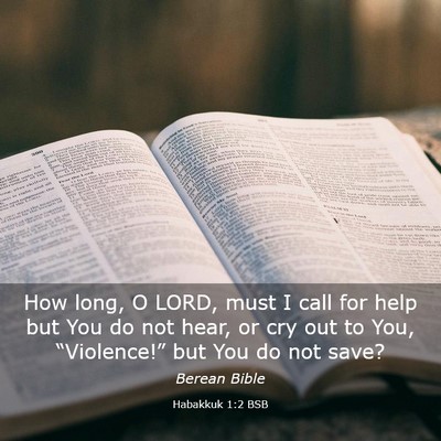 Picture 03 - Habakkuk 1:2 BSB - How long, O LORD, must I call for help but You do - Bible Verse Picture