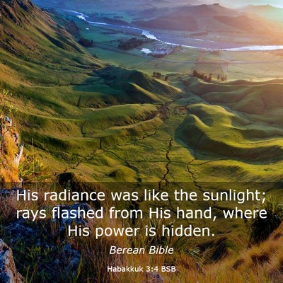 Picture 03 - Habakkuk 3:4 BSB - His radiance was like the sunlight; rays flashed - Bible Verse Picture