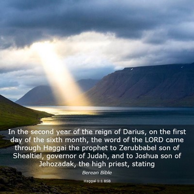 Picture 03 - Haggai 1:1 BSB - In the second year of the reign of Darius, on the - Bible Verse Picture
