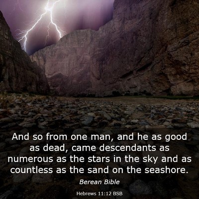 Picture 03 - Hebrews 11:12 BSB - And so from one man, and he as good as dead, came - Bible Verse Picture