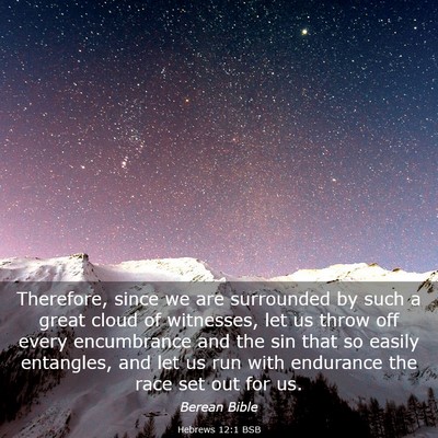 Picture 03 - Hebrews 12:1 BSB - Therefore, since we are surrounded by such a - Bible Verse Picture