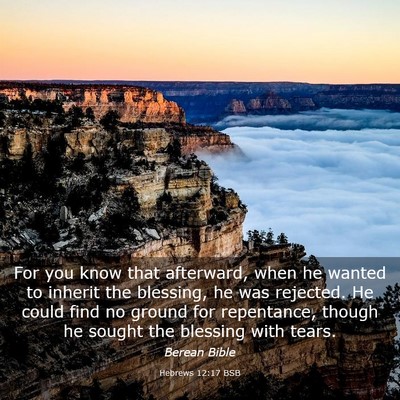 Picture 03 - Hebrews 12:17 BSB - For you know that afterward, when he wanted to - Bible Verse Picture