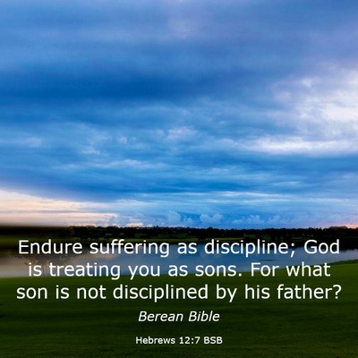 Picture 03 - Hebrews 12:7 BSB - Endure suffering as discipline; God is treating - Bible Verse Picture